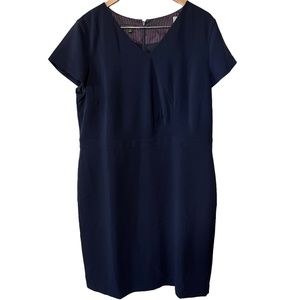 Talbots Dress Women's Navy Career Office Shift Triacetate Sheath Business 18